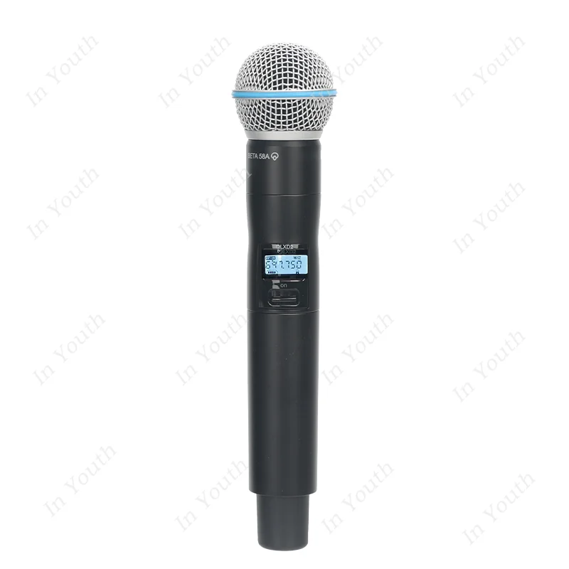 Sistema de microfone sem fio, portátil MIC para Karaoke Stage Performance, 1 canal, UHF, QLXD4, BETA58, BETA58A, qualidade superior, QLXD4