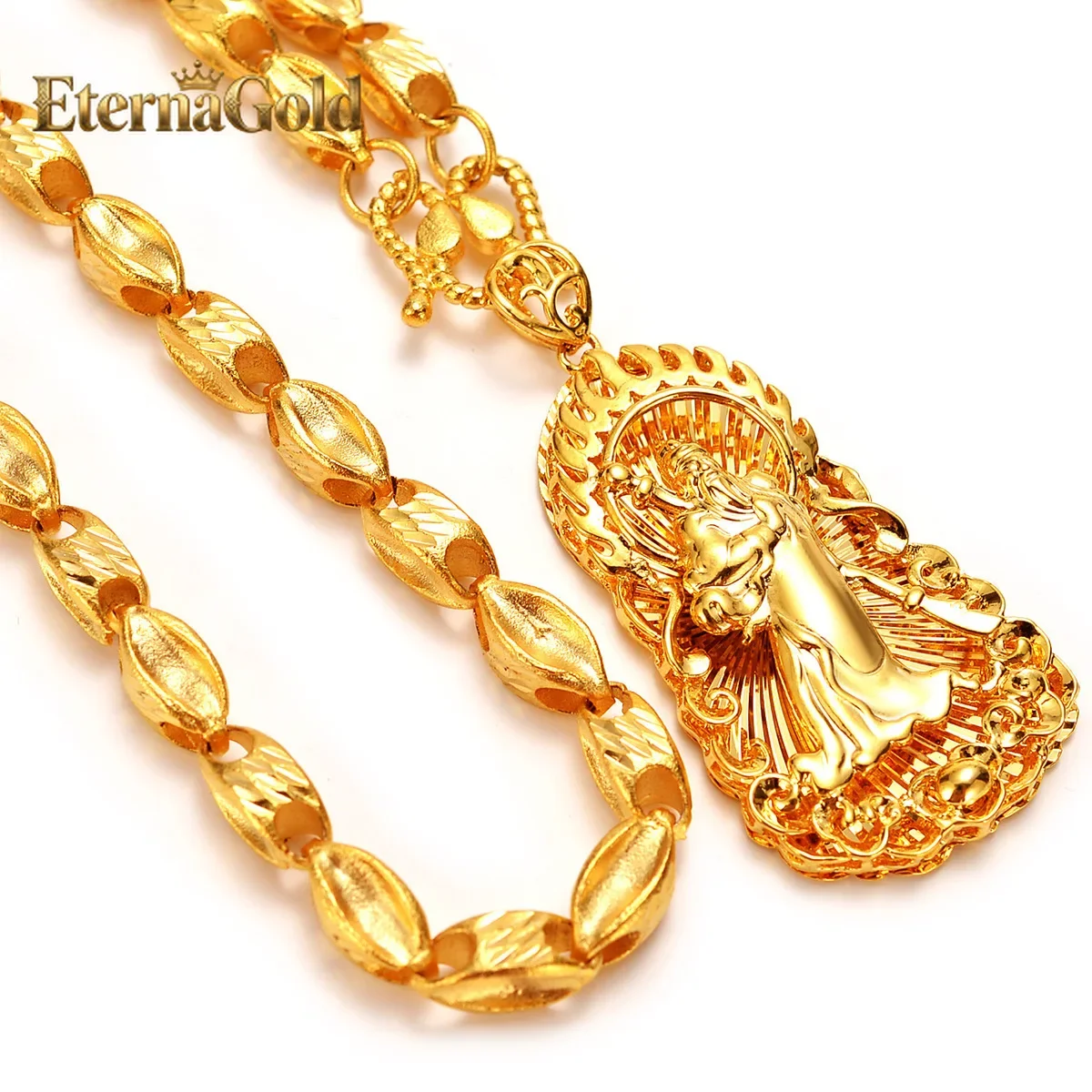 

EternaGold Бутик: Мужское золотое ожерелье AU999 с подвеской «Пламя Гуанган» из настоящего золота 24K, стильное и модное украшение на шею