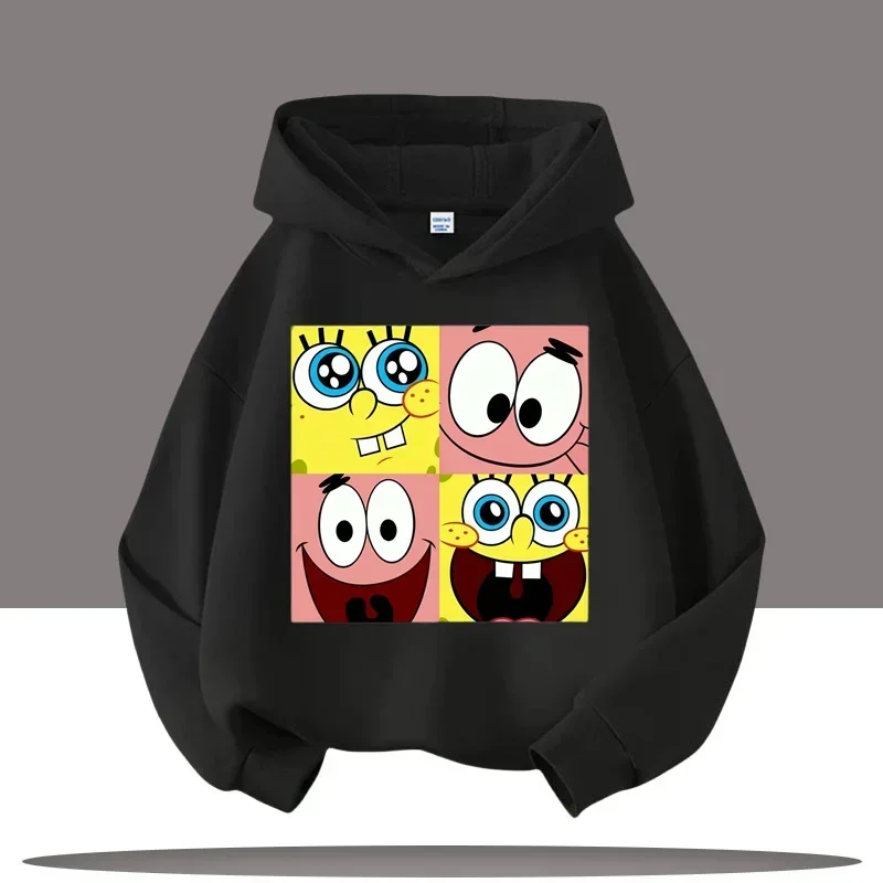 2025new ropa de otoño/invierno con estampado de dabjos animados de Bob Esponja، Sudadera con capucha para niños، ropa deport