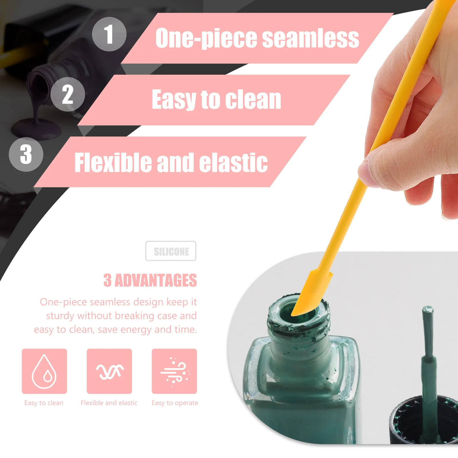 

3Pcs Silicone Jar Spatula Set Mini Creative Scraper Bottle Scraper Flexible Kitchen Tool for Jam Honey Lotion Nail