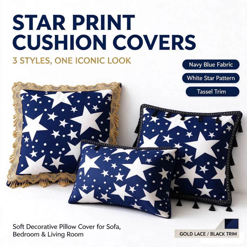 Sofa Throw Pillow Cases Living Room Navy Blue Home Decoration Bedding Set Car Body Pillows Luxury Star Pillowcase Cushion Covers