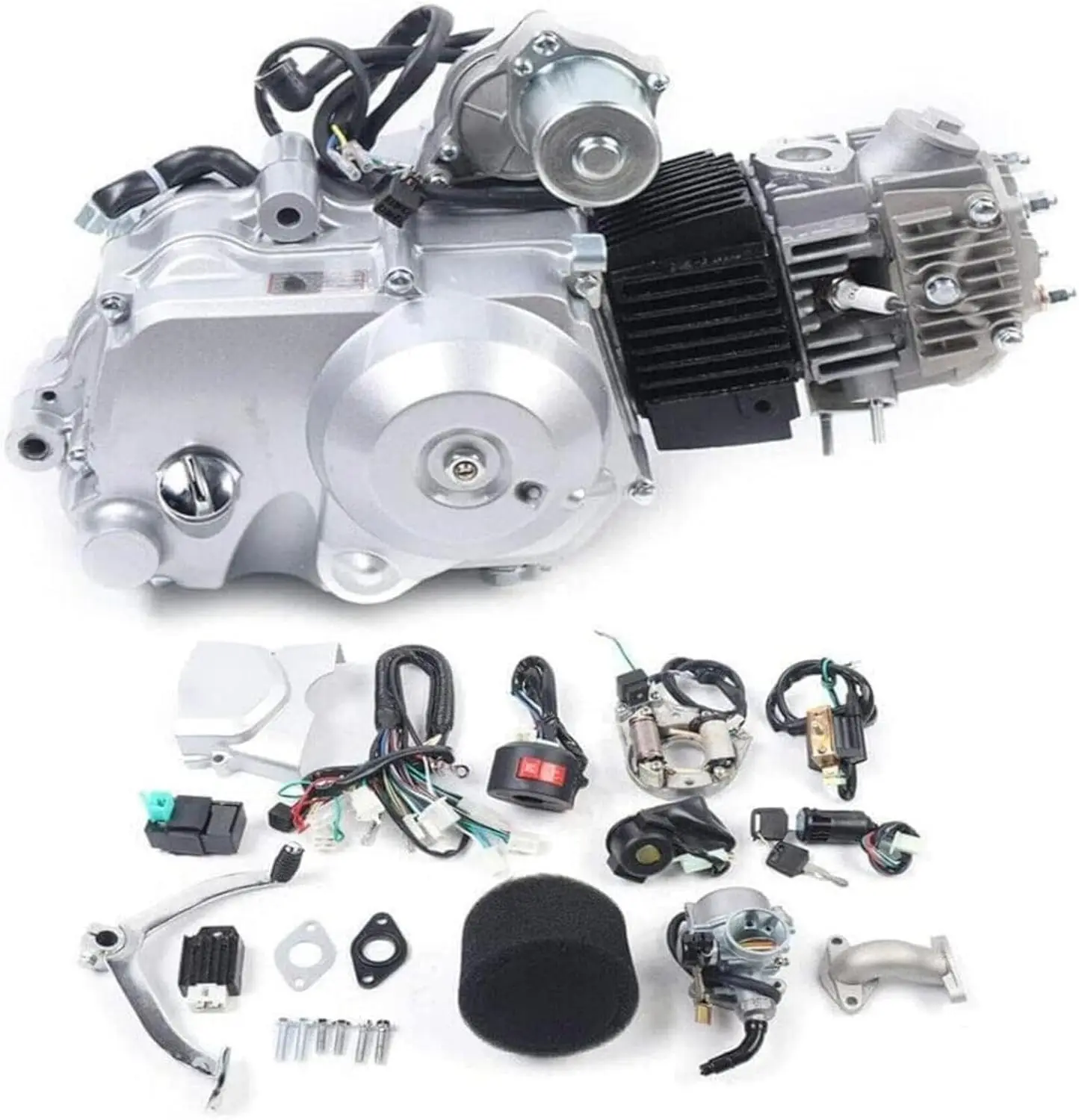 125Cc Engine 4 Stroke Semi-Auto Atv Engine 3 Speed With Reverse Engine Motor Kit Electric Starter Engine For Go Kart Dirt Bike