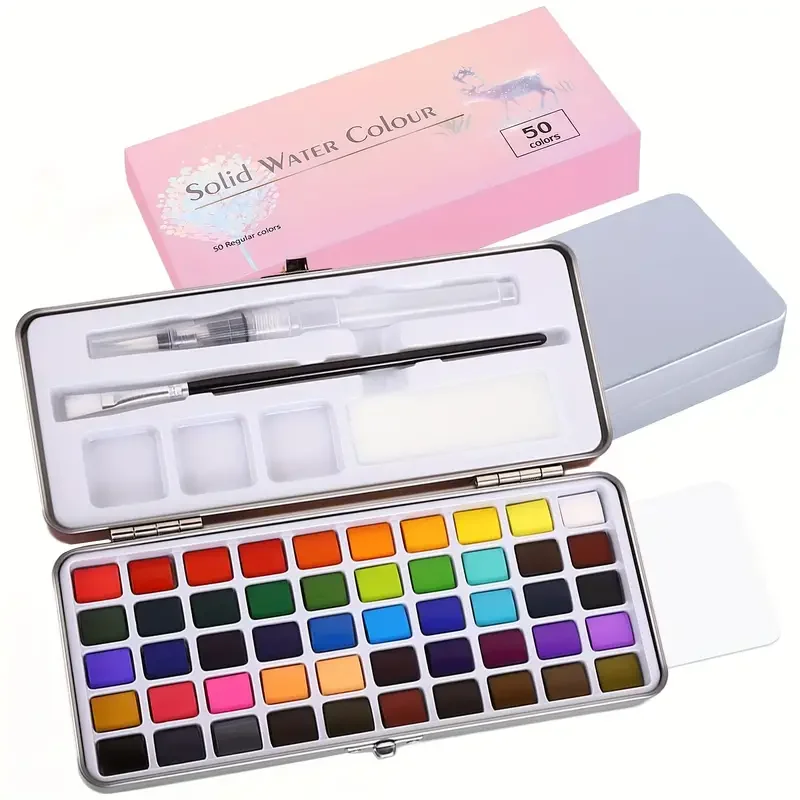 Watercolor Paint Set, 50/100/128/168 Colors in Metal Gift Box, Including Vivid, Metallic, Pearlescent and Fluorescent Colors, Tr