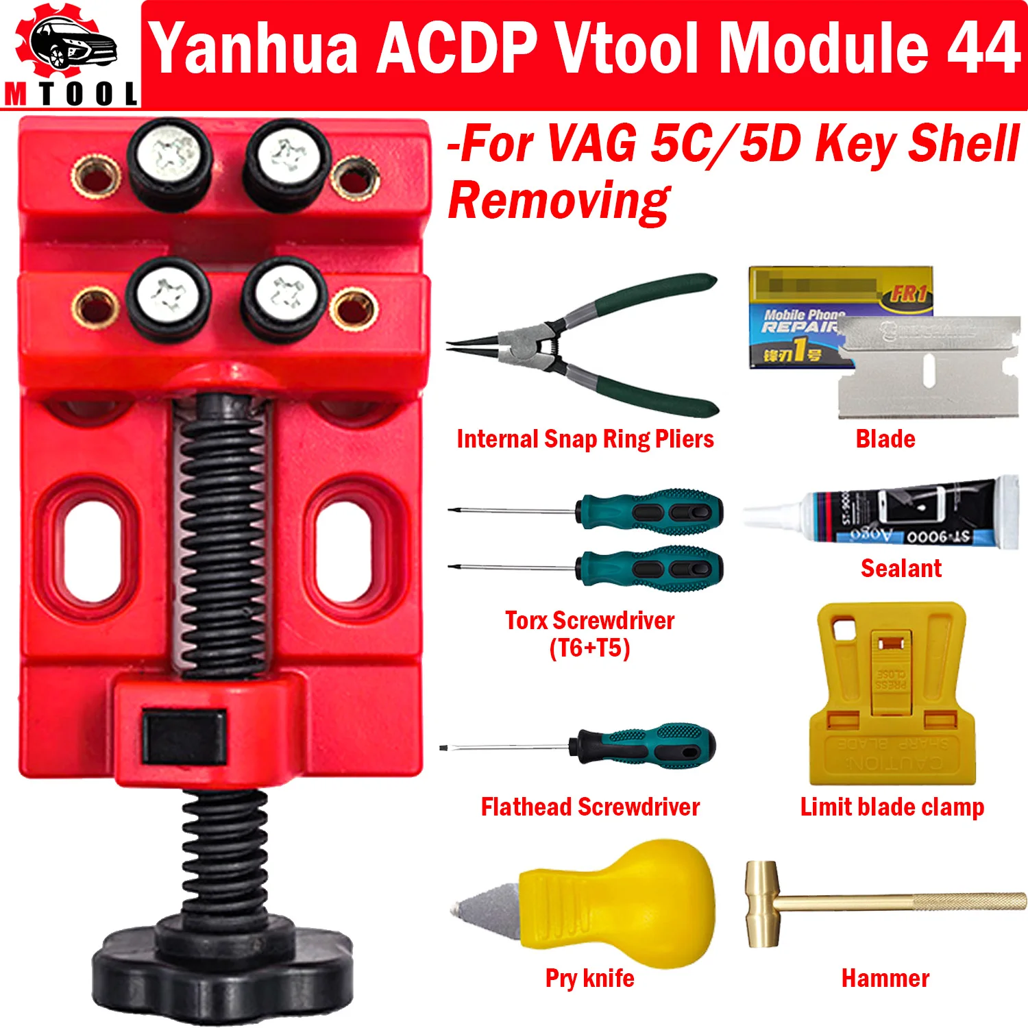 Yanhua ACDP Vtool 5C 5D Key Cutting Kit Module 44 for Audi/ Porsche/ V-W 5C5D Key Shell Easy Removal For VAG Cars
