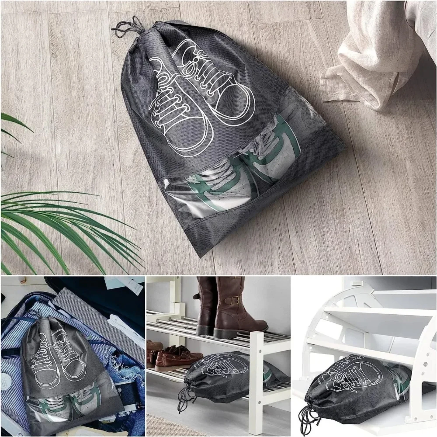 Portable Moistureproof Large Capacity Travel Shoe with Non-woven Fabric Strap Mouth - Waterproof Shoe for Traveling