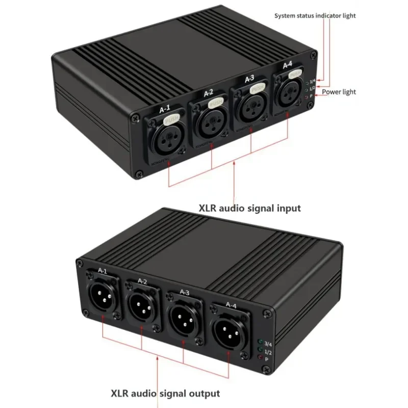 4 Channels XLR Balanced Audio Fiber Optical Extender Over Optical Fiber 20km XLR Balanced Audio Transmitter and Receiver Kit