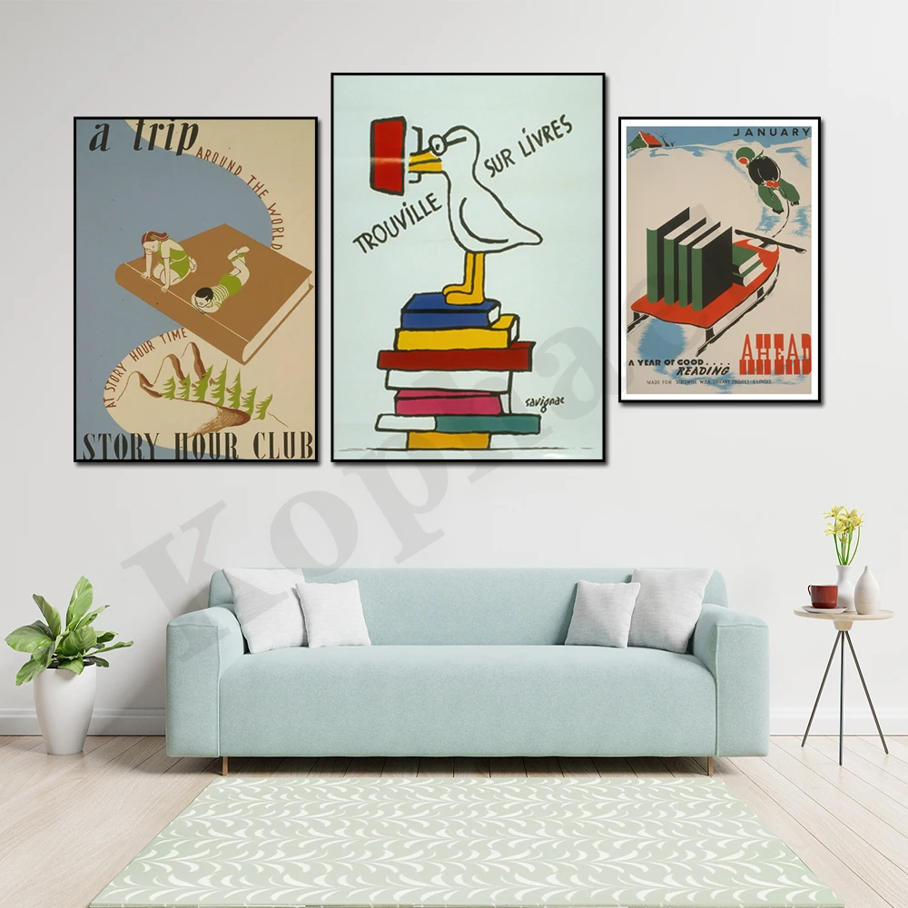 Abstract Vintage Classroom Art Back to Nature Books Library Classroom Literary Quote Poster