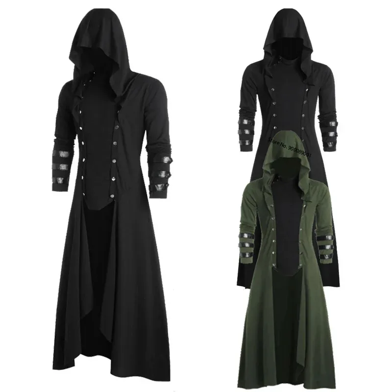 

LCK01 Medieval Victorian Adult Women Men Long Gothic Coat Steampunk Hooded Coat Dig Vampire Creator Cosplay Costumes For HaYh1@！
