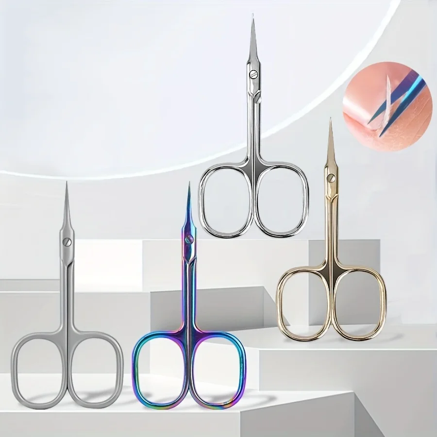 Stainless Steel Curved Tip Thin Blade Cuticle Scissors Nail Clippers Trimmer Manicure Tools Eyebrow Tools Dead Skin Remover image 6