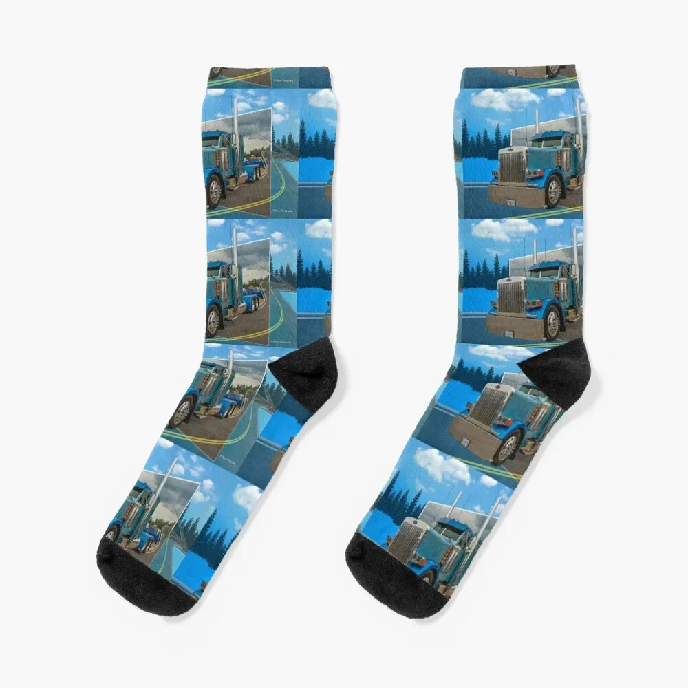 

Peterbilt Rolling down the Highway Socks funny gift happy Socks Ladies Men's