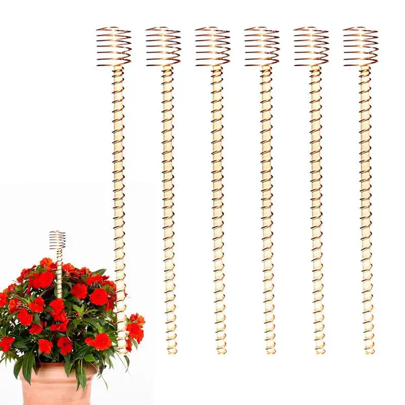 6Pcs Electroculture Plant Stakes Gardening Copper Coil Antennas for Growing Garden Plants and Vegetables with Sticks Support