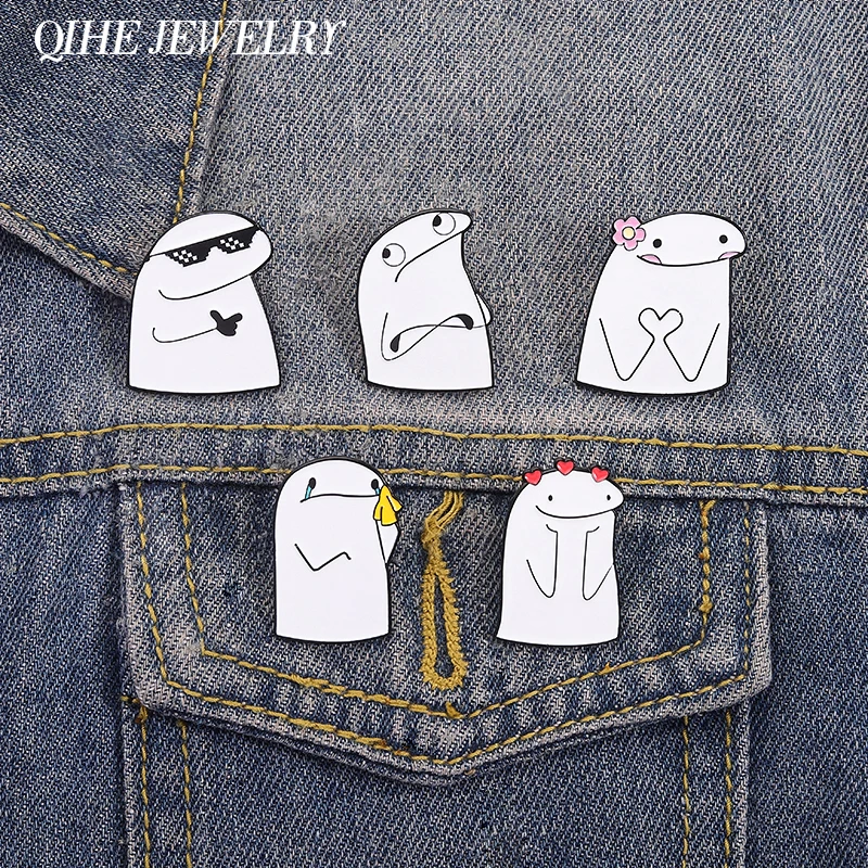 Creative Cute Simplified Figures Brooch Enamel Pins Cool Stick Figure With Sunglass Gesture Love Brooch Lapel Badge Jewelry Gift