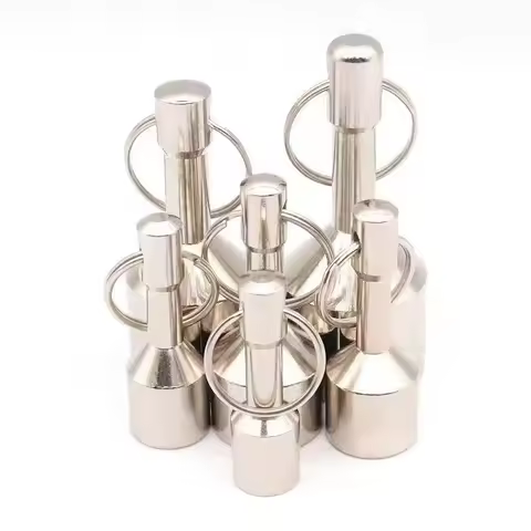 Silver Color Super Strong Metal Magnet Check Car Keys Keychain Split Ring Pocket Keyring Hanging Holder Portable Outdoor Tools