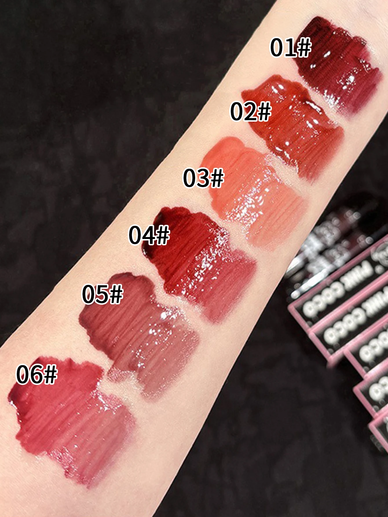 PINKCOCO Bear Doodle Mirror Lip Glaze – Brillant à lèvres brillant longue durée, rouge à lèvres nu éclaircissant pour étudiants, beautifu