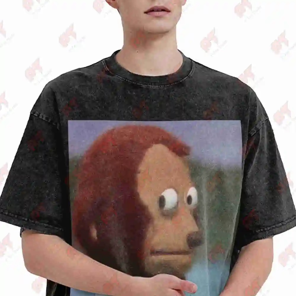 Monkey Puppet Meme Awkward Side Eye Vintage Washed Tee Pure Cotton T-Shirt