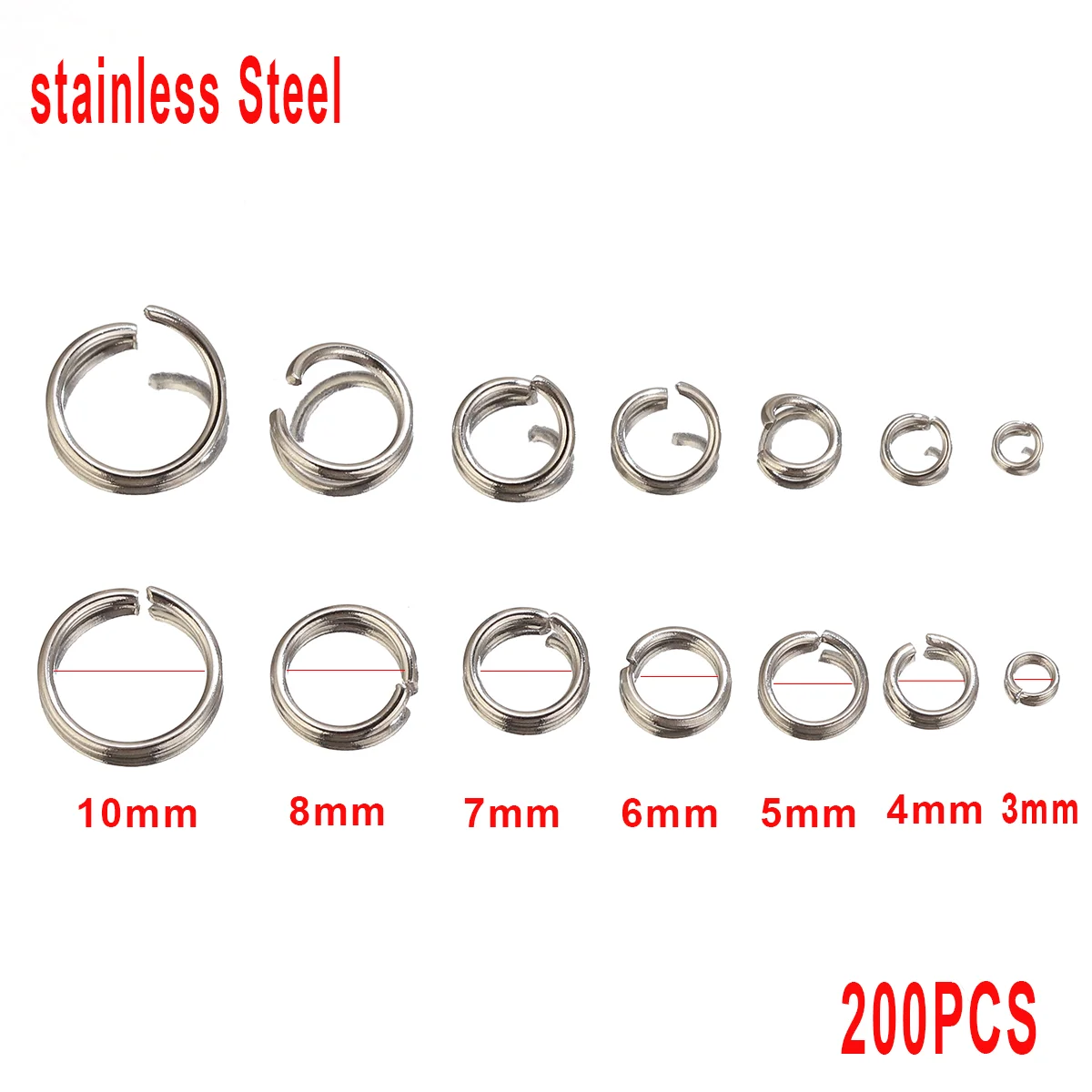 200pcs Stainless Steel Open Jump Rings for DIY Jewellery Making