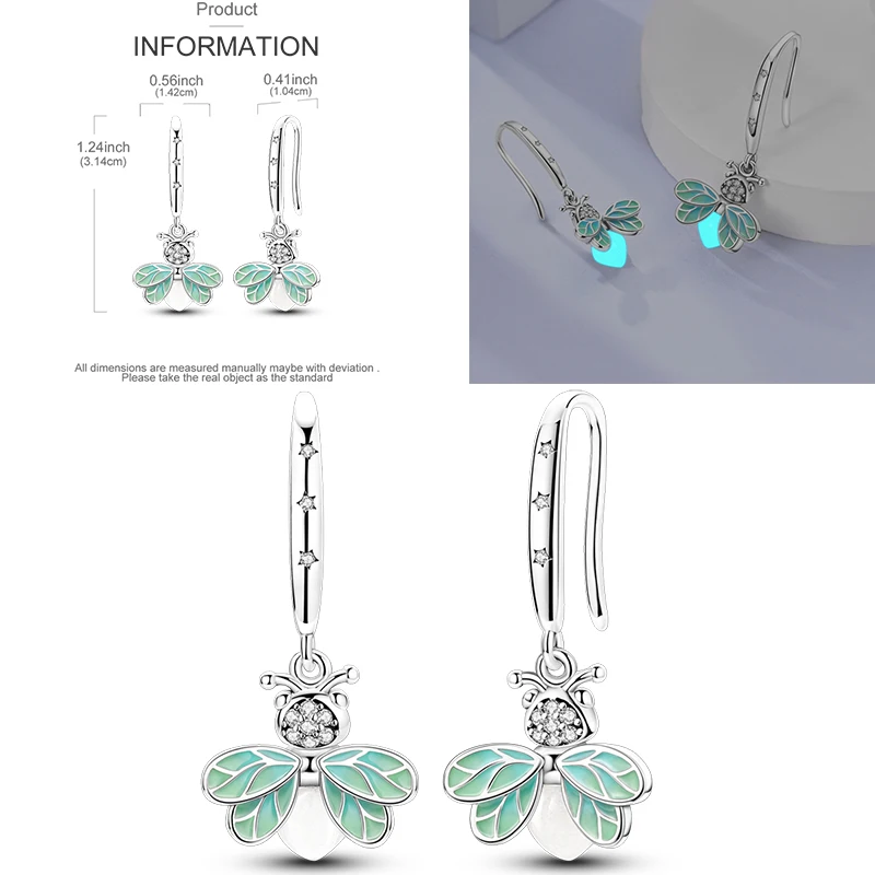 925 Sterling Silber Hängeohrringe Erdbeere Mond Kolibri Kleeblatt Libelle Ozean für Frauen Mädchen Geburtstag Schmuck Geschenk – Detail 17