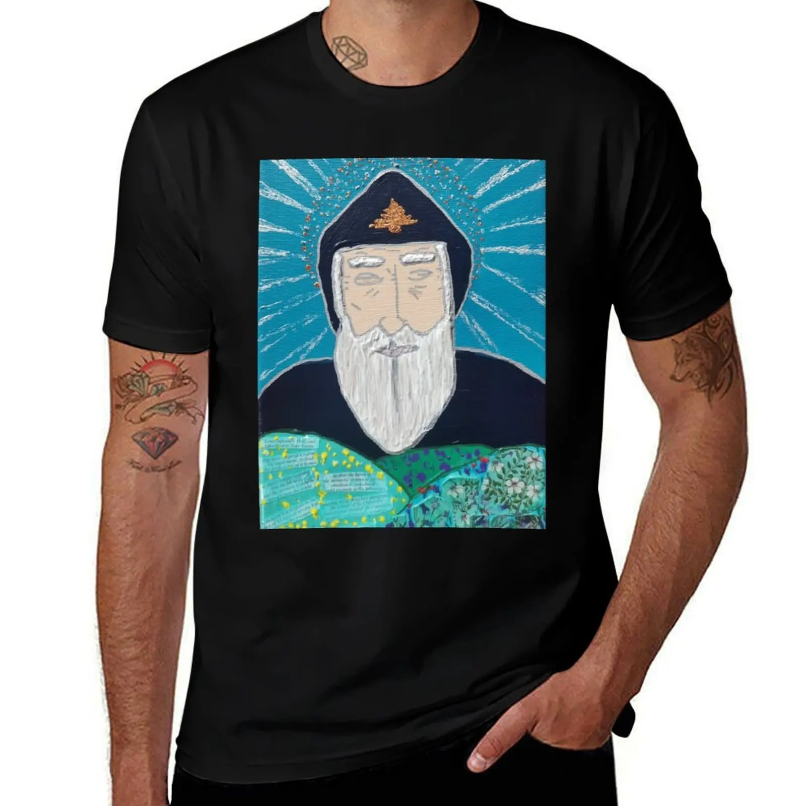 

prayer to Mar Charbel T-Shirt oversize t-shirts man sports fans custom shirt T-shirt men