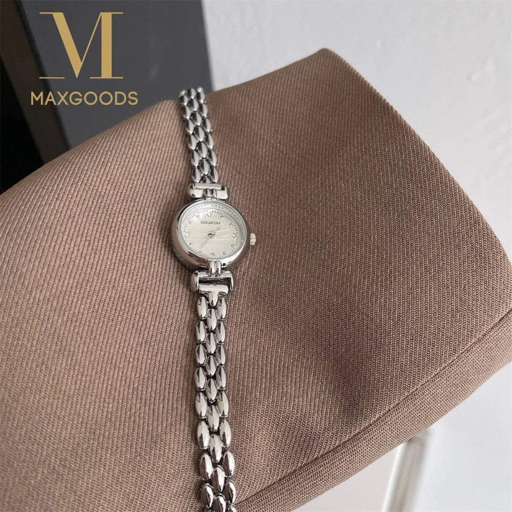 

Простой элегантный роскошный браслет-часы круглой формы, изысканные наручные часы, ретро-часы из сплава, модный аксессуар