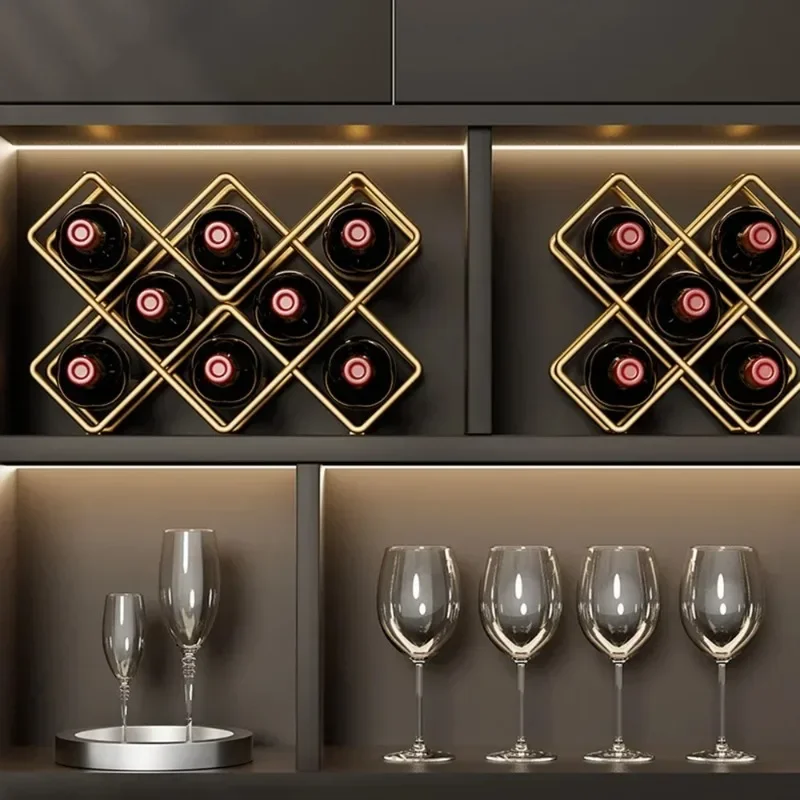 5 Grid Iron Metal Wine Rack Red Wine Bottle Storage Wine Display Rack Bar Desktop Decoration Cabinet Display Home Decoration