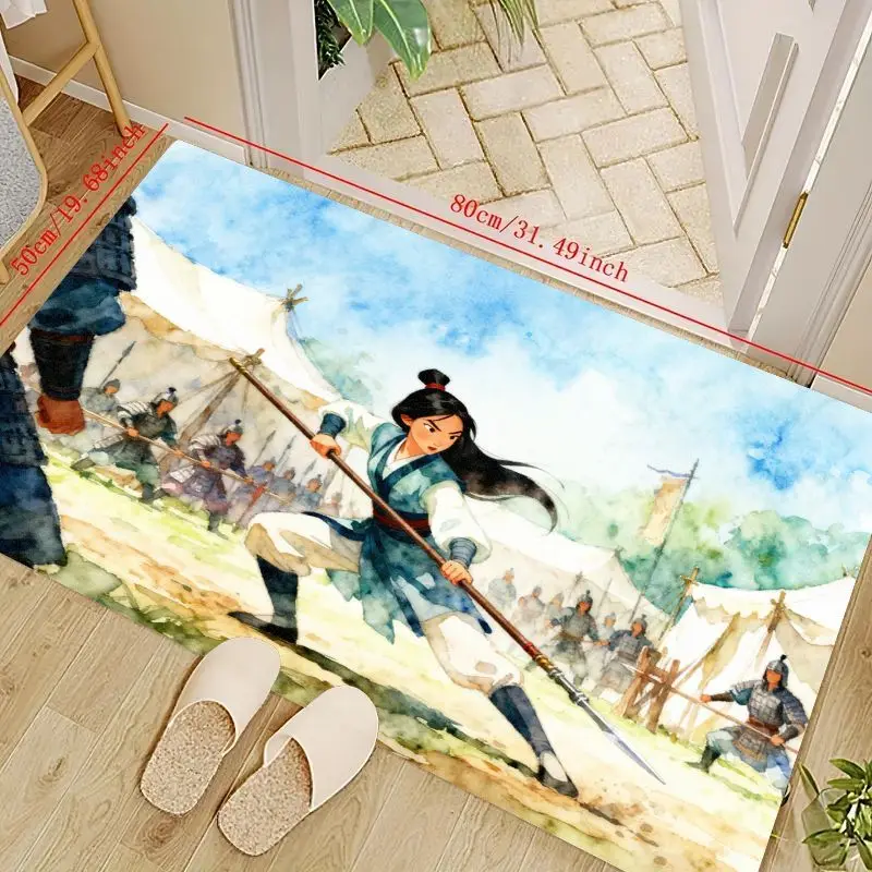 

1PC Martial Arts Warrior Scene Area Rug for Living Room Entrance Home Decor, Stylish Soft Floor Mat for Kids Playroom or Yoga Sp