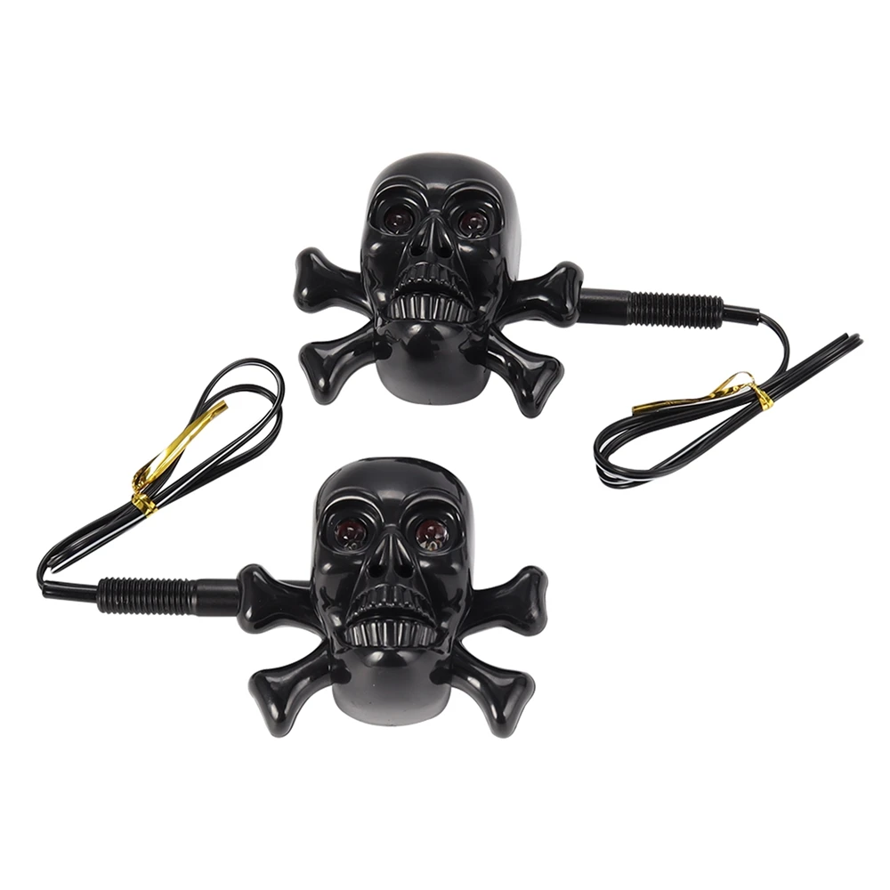 1 Pair Universal Motorcycle Skull LED Turn Signal Lights Indicators Chrome Cruiser Chopper Cafe Racer Atv Scooter