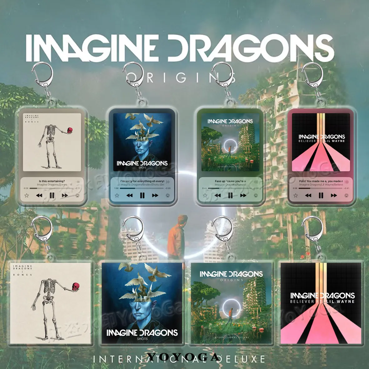 Imagine Dragons Schlüsselanhänger Rockband Albumcover Personalisierter DIY Rucksack-Anhänger Fan-Merchandise