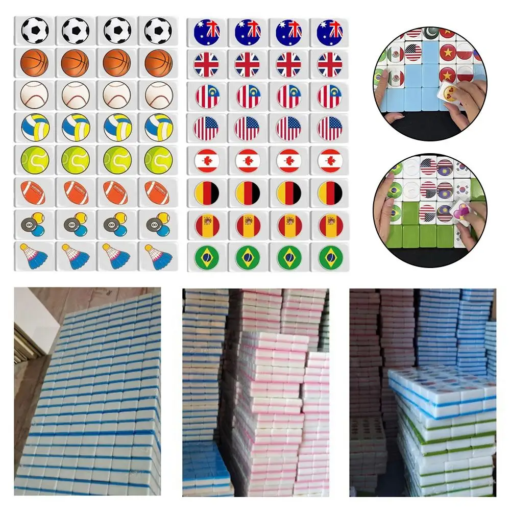 Brinquedo interativo educacional pai-filho, bola de bandeira aleatória, mahjong esportivo, cores rosa azul e verde