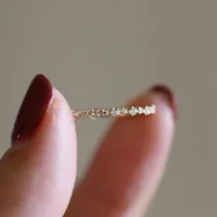 Bague géométrique en argent Sterling 925 plaqué or 14K pour femmes, Zircon scintillant, accessoire de bijoux de fête de mariage exquis et doux 6