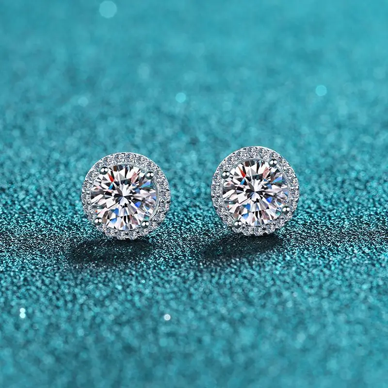 

EUREKA Moissanite Stud Earrings for Women S925 Sterling Silver White Gold Plated Diamond Earring Ear Studs Wedding Fine Jewelry