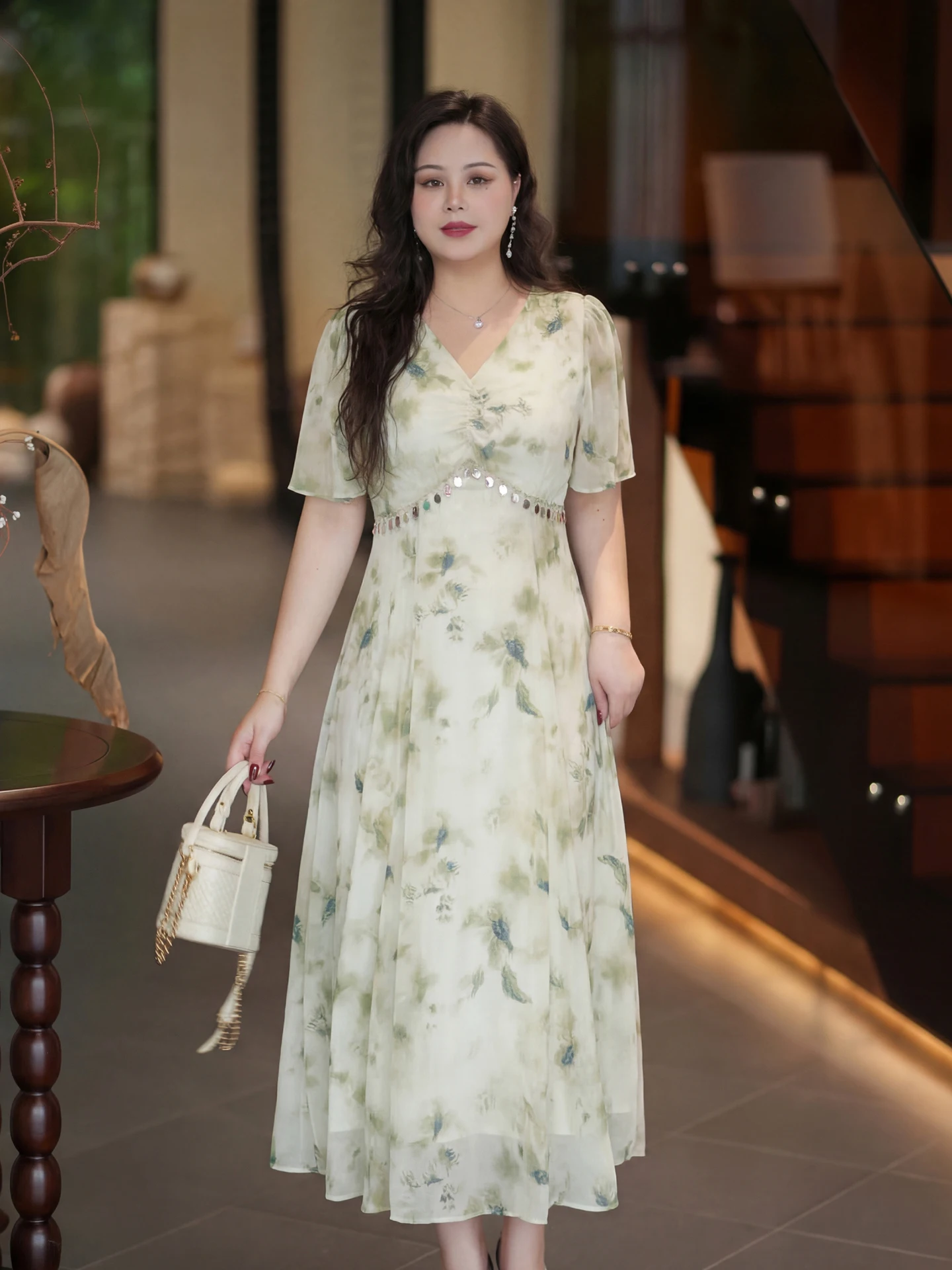 

Элегантное летнее платье Dave's больших размеров с цветочным принтом, новая модель, повседневное, для свиданий, вечеринок, на каждый день, с завышенной талией, А-силуэт