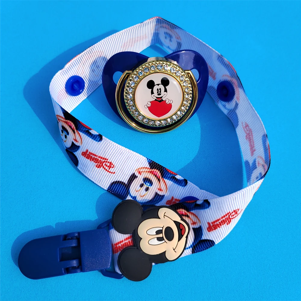 [1 set =1Pcs nipple + 1Pcs lid + 1Pcs cloth strip] Disney Cartoon Print Silicone Newborn Boy BPA-free Nipple Helmet with lid