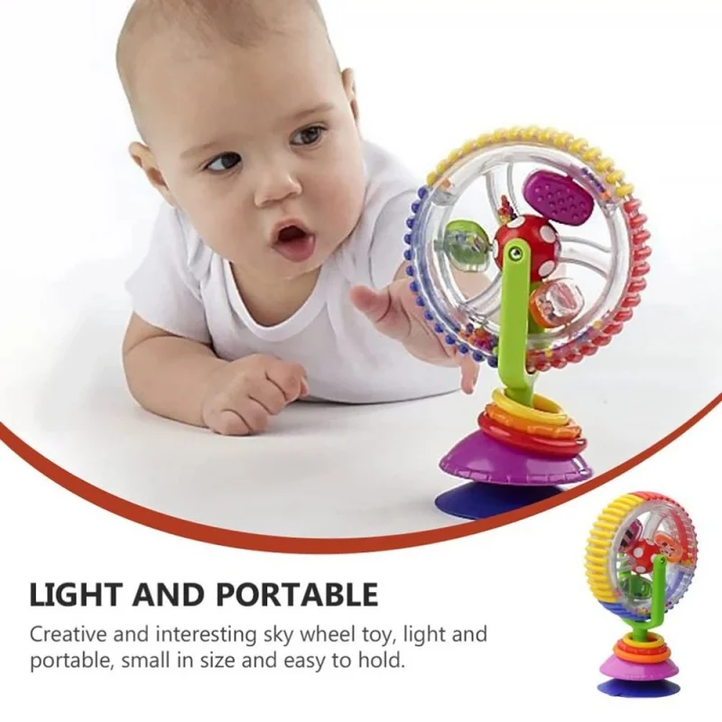 Rotierende Riesenrad-Rassel für Babys mit Saugnapf, Rasselspielzeug für die frühe Entwicklung, lustiges Fütterungsspielzeug für Babys und Kleinkinder