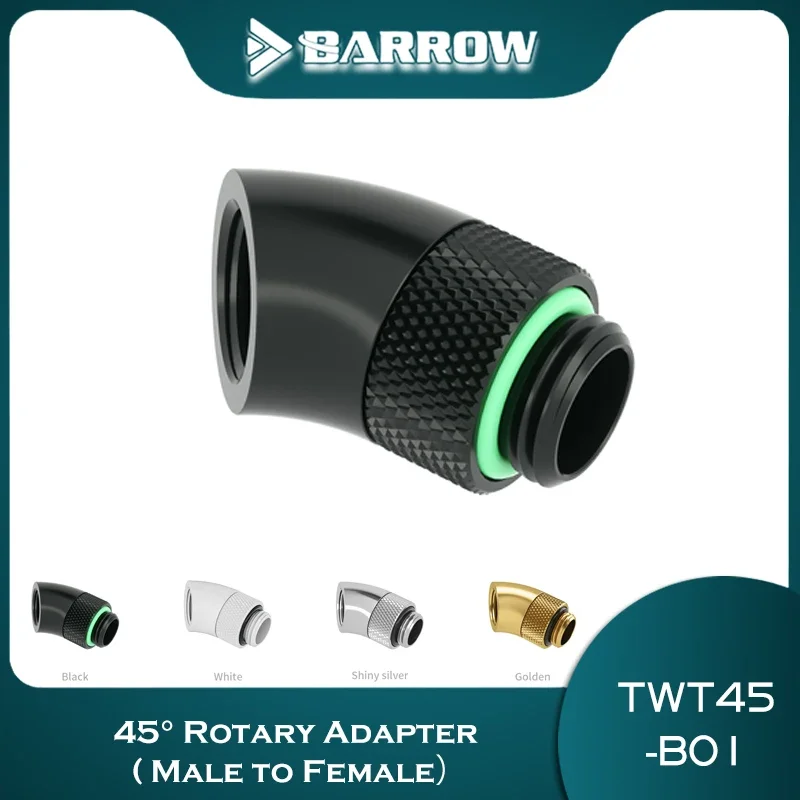 Barrow 45 Degree Rotary Hard Tube Fittings Silvery/Black/Silver/White/GoldFor OD14mm Hard Tubes TWT45-B01