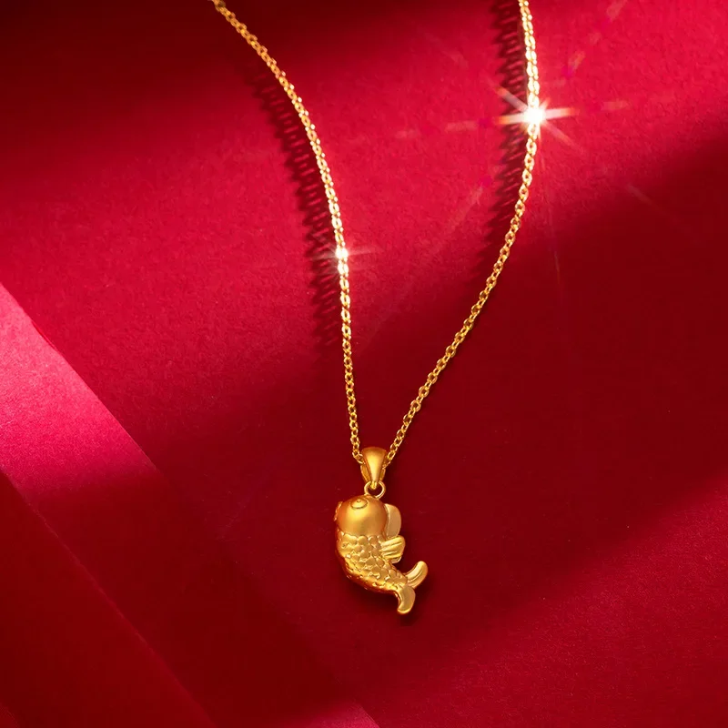 9999 oro reale 24K oro giallo collana clavicola Koi catena clavicola temperamento semplice