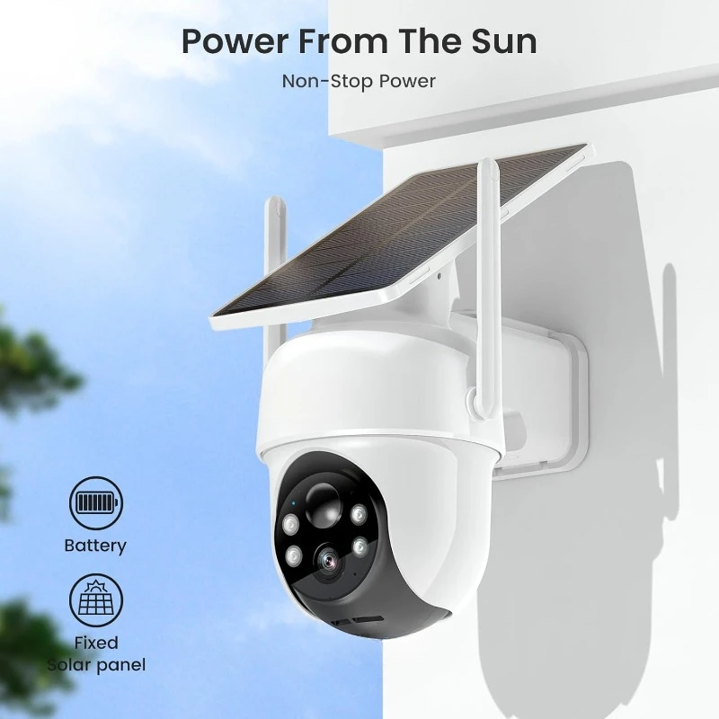 Security Cameras Outdoor Wireless, 4 Cam-Kit, No Subscription, Solar-Powered, Home Security Cameras System with 360° Pan