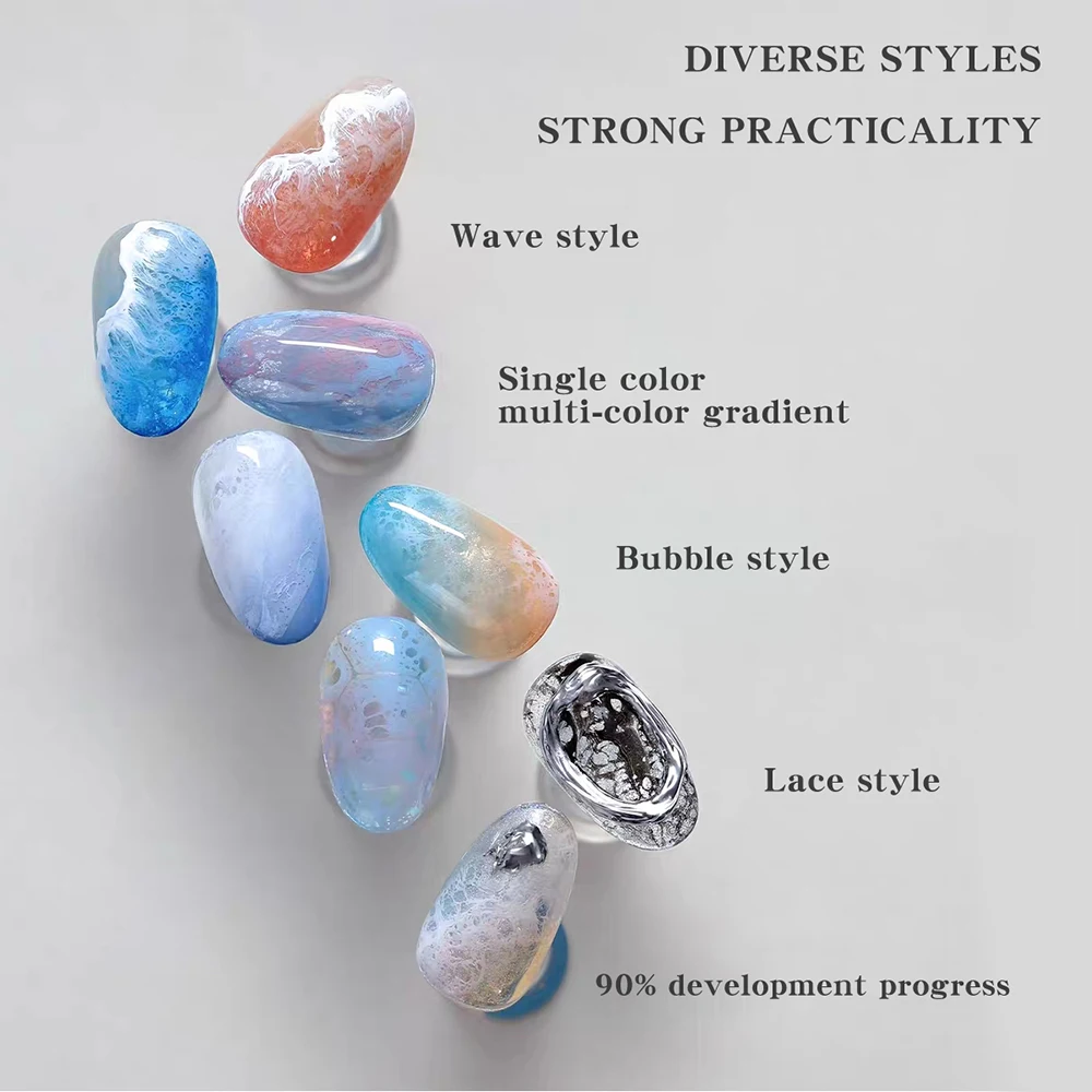Vendeeni 10 Farben/Set Sea Wave Blooming Gel Nagellack TPO HEMA FREI UV Soak Off Gel Lack Marmor Spitze Nagelkunst Blossom Gel – Detail 5