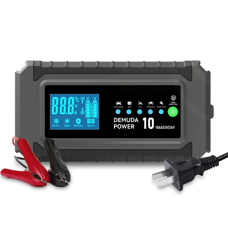 

Car Battery Charger, Universal 12V10A Motorcycle Full Intelligent Auto Repair Battery Charger