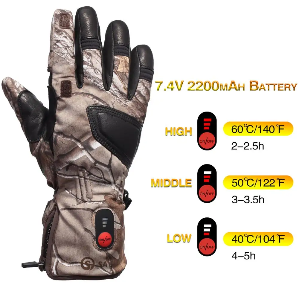 SAVIOR Winter Warm Rechargeable Battery Heated Hunting Gloves Electric Heating Gloves For Skiing Racking Cycling Fishing