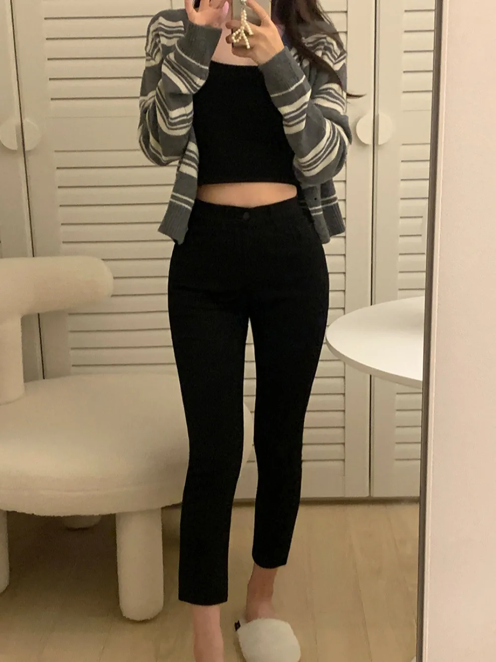 Cardigan de Malha Vintage Casual de Manga Longa Slim Fit para Outono Inverno Estilo de Rua F Exclusivo Online