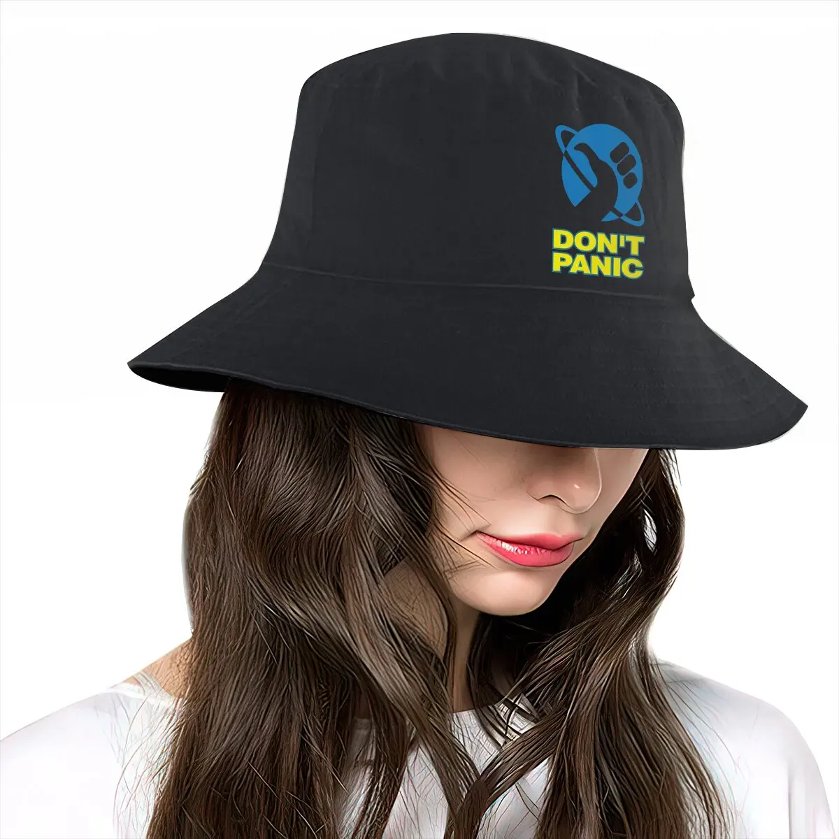 Don't Panic Blue Unisex Bucket Hats The Hitchhikers Guide To The Galaxy Film Hip Hop Fishing Sun Cap Fashion Style Designed image 6