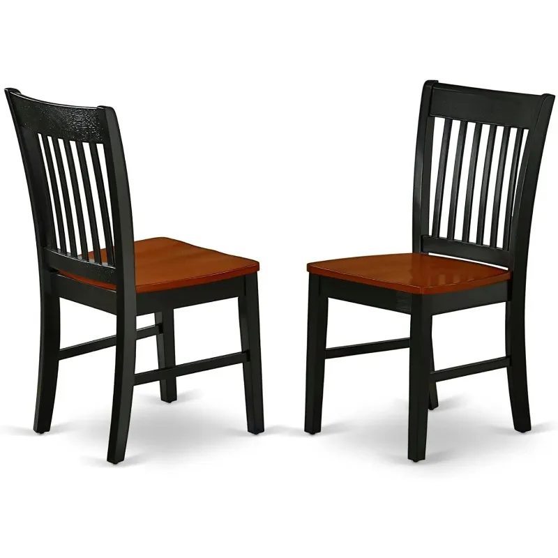 

Norfolk Dining Slat Back Wood Seat Kitchen Chairs, Set of 2, Black & Cherry