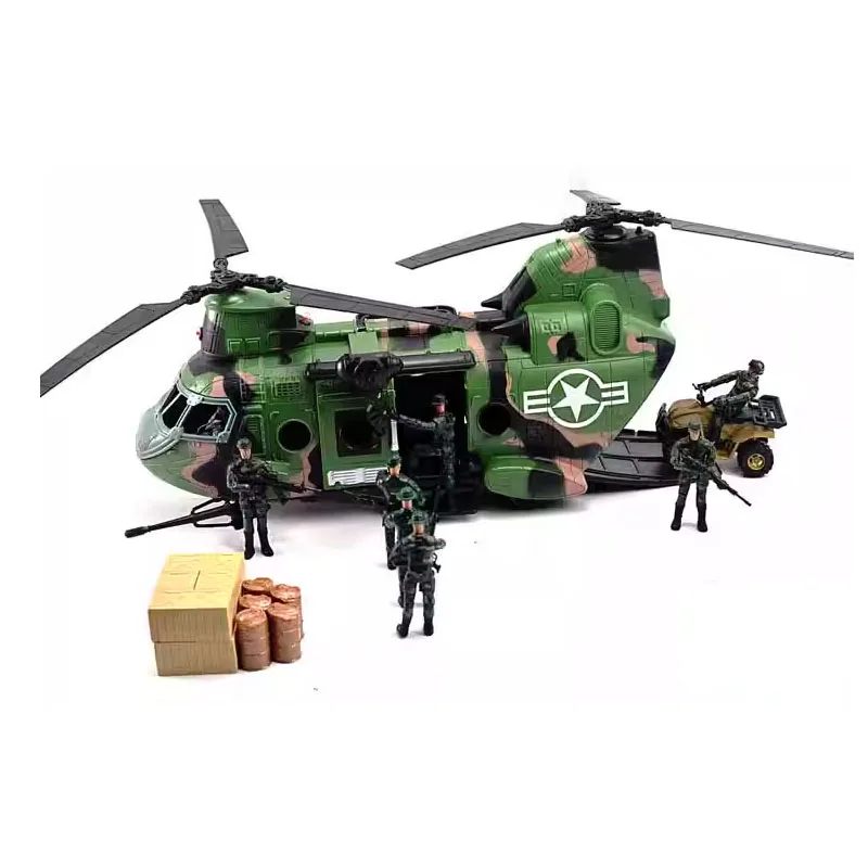 1/18 Scale CH-47 Helicopter Vehicle Model 3.75 Inch Movable Soldier Accessories Collection Display Toy Gift