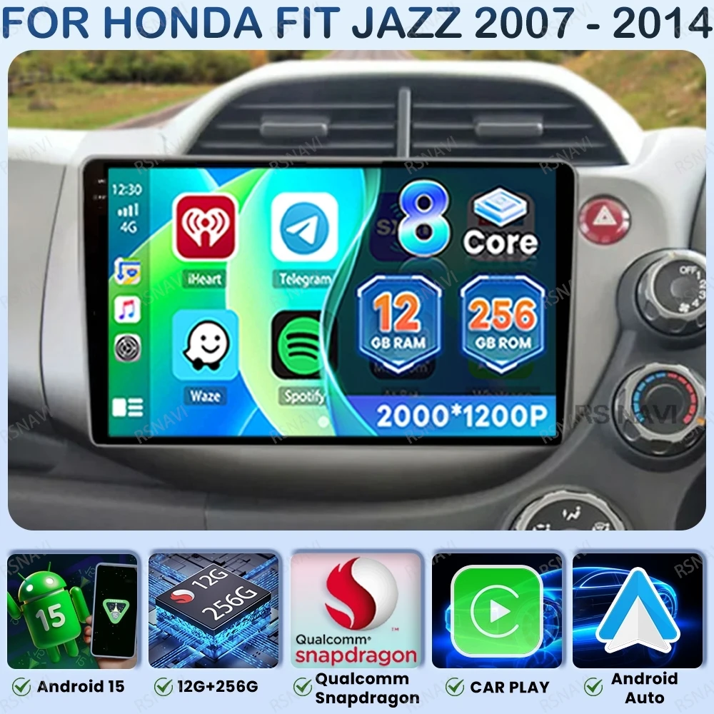 

Android 15 Car Radio For Honda Fit Jazz 2007 - 2014 Autoradio Navigation Wireless Carplay Auto Stereo Multimedia 4G LTE BT DVD
