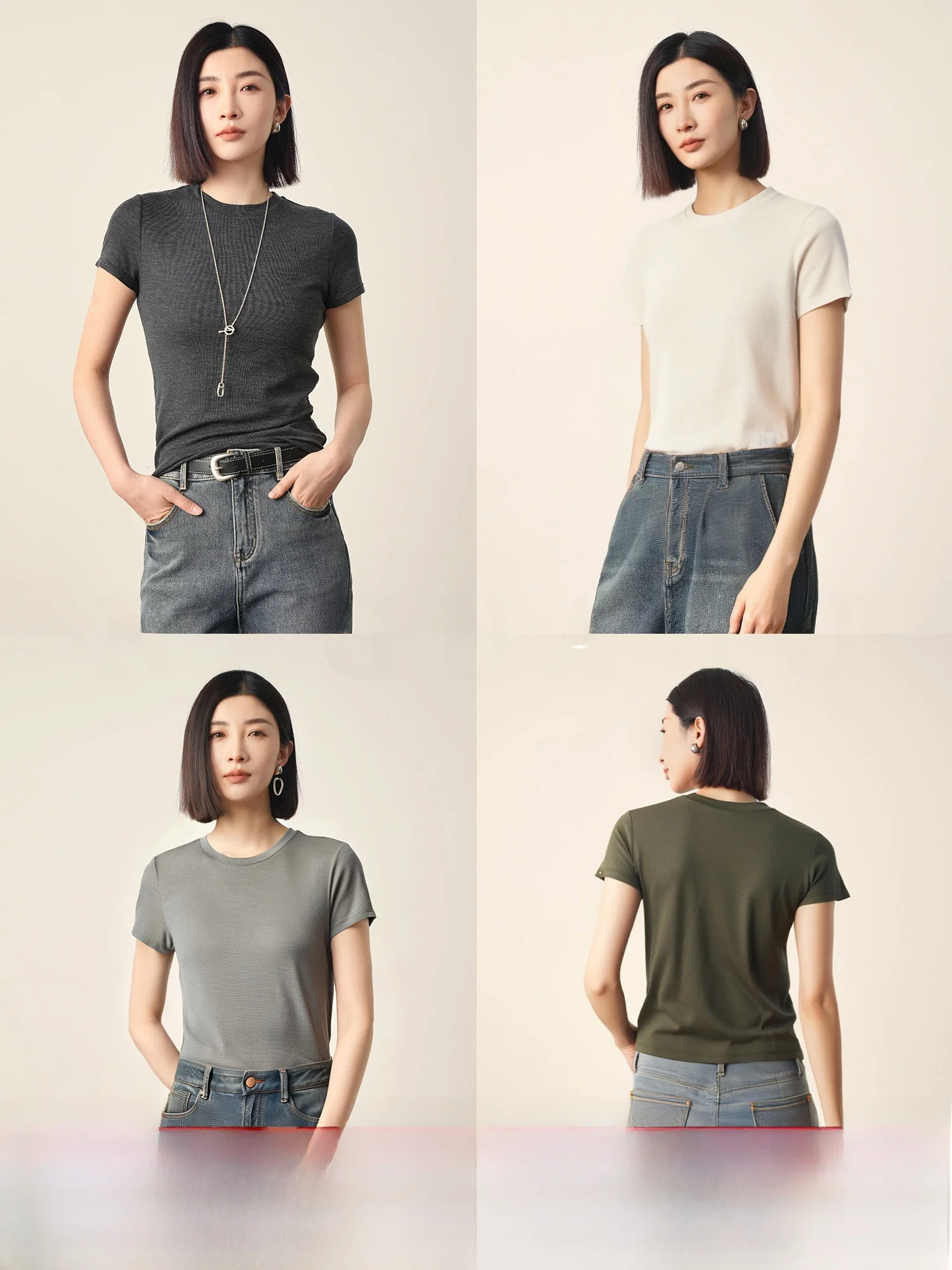 

NAGUAGU Pumpkin Valley Women's Classic White Woolen ort Sve T-irt 00% Merino Wool Spring ential Faion