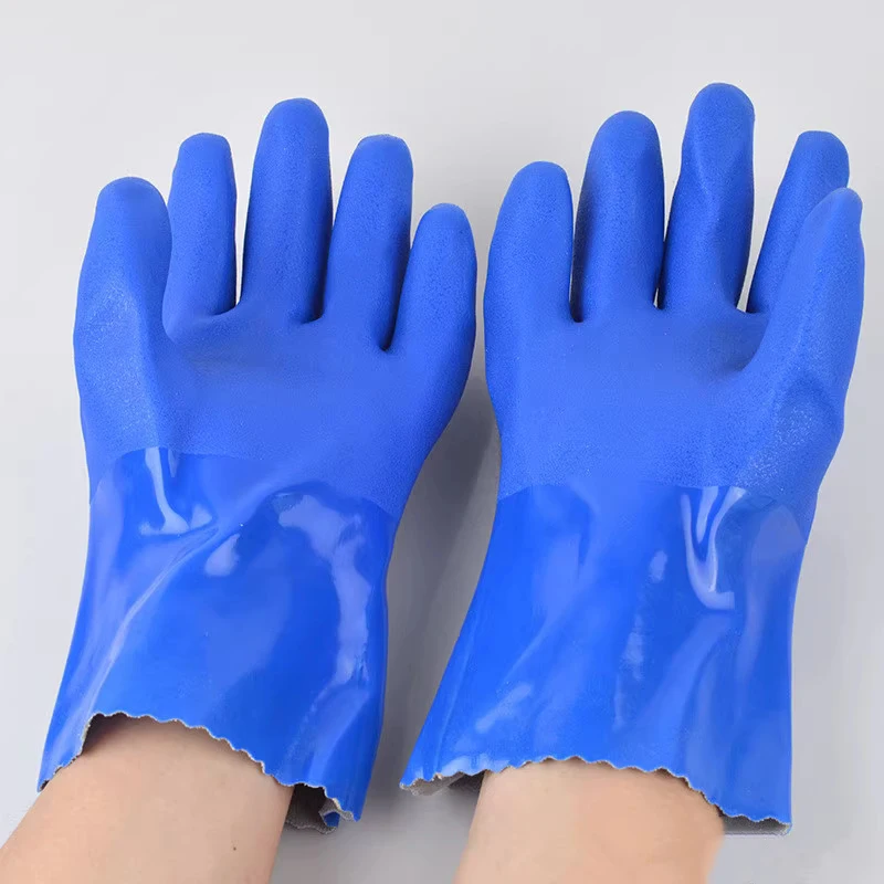Luvas de Borracha Industriais de PVC Antiderrapantes, Reforçadas, Anticorrosivas, Resistentes a Produtos Químicos e Impermeáveis para Proteção no Trabalho