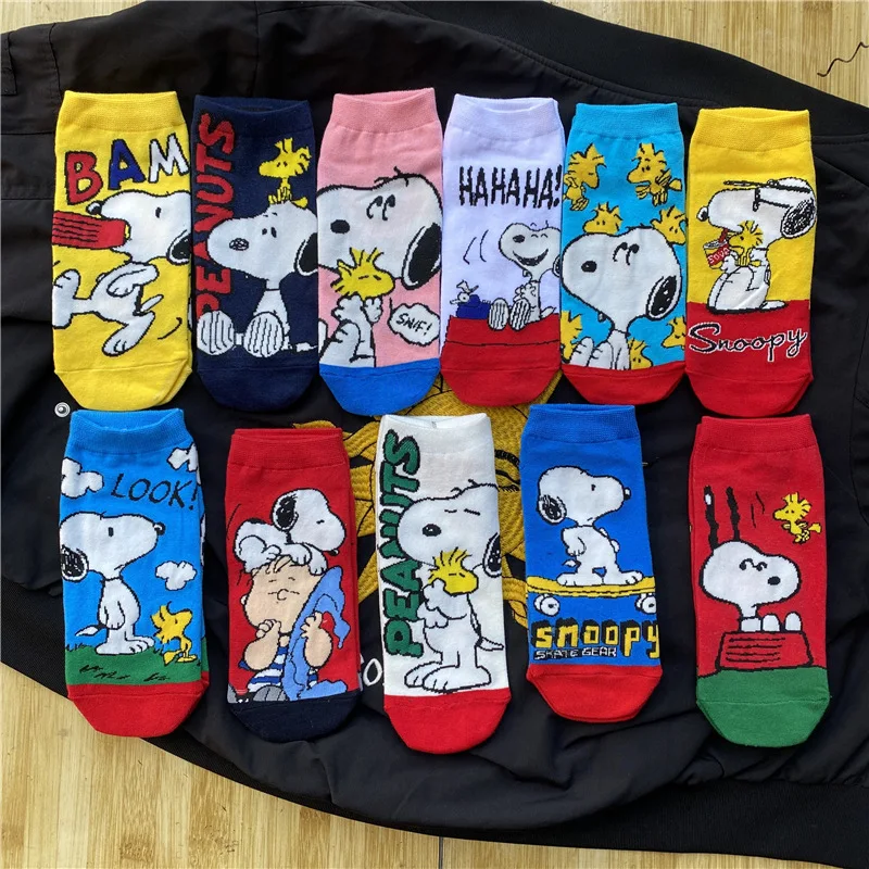 Kawaii Peanuts Snoopy Cotton Socks Short Socks Sports Socks Soft Breathable Sweat Absorption Versatile Couple Girls Toys Gift