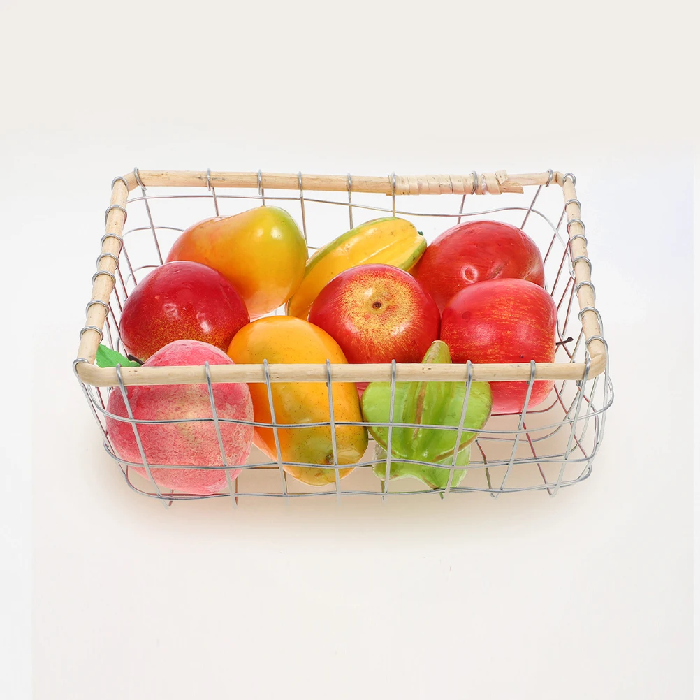 

Iron Fruit Storage Basket Small Countertop Metal Mesh Woven Snack Holder For Kitchen Organizing Bread Fruits Vegetables
