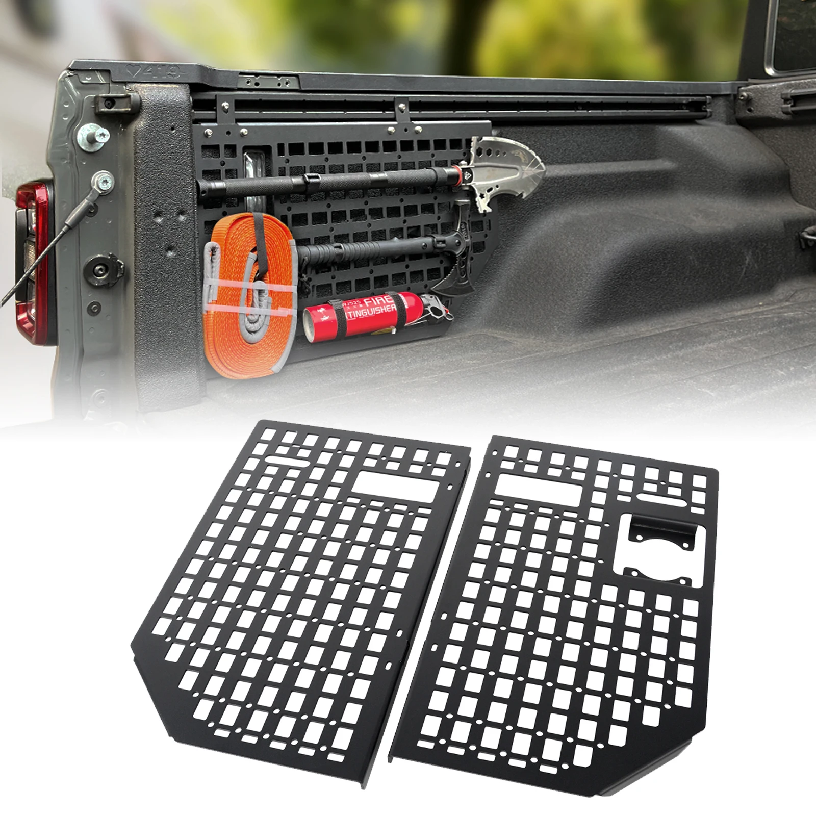 

Trunk Side Bed Molle Panel System 2pc Cargo Storage Rack Organizer Board Kit For 2019-2024 Jeep Gladiator JT Offroad Accessories