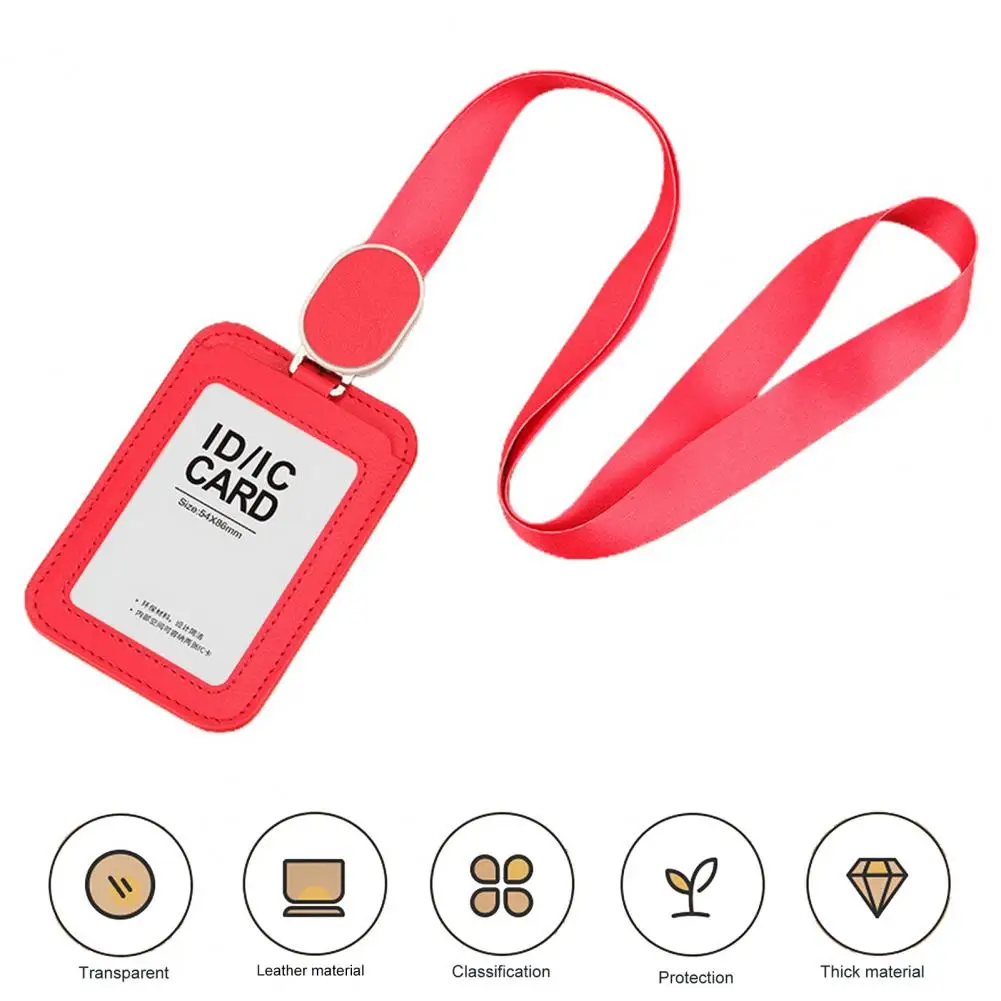 Card Sleeve Transparent Design Id Badge Holder with Durable Lanyard Retractable Reel for Work Outdoor Activities Events Card